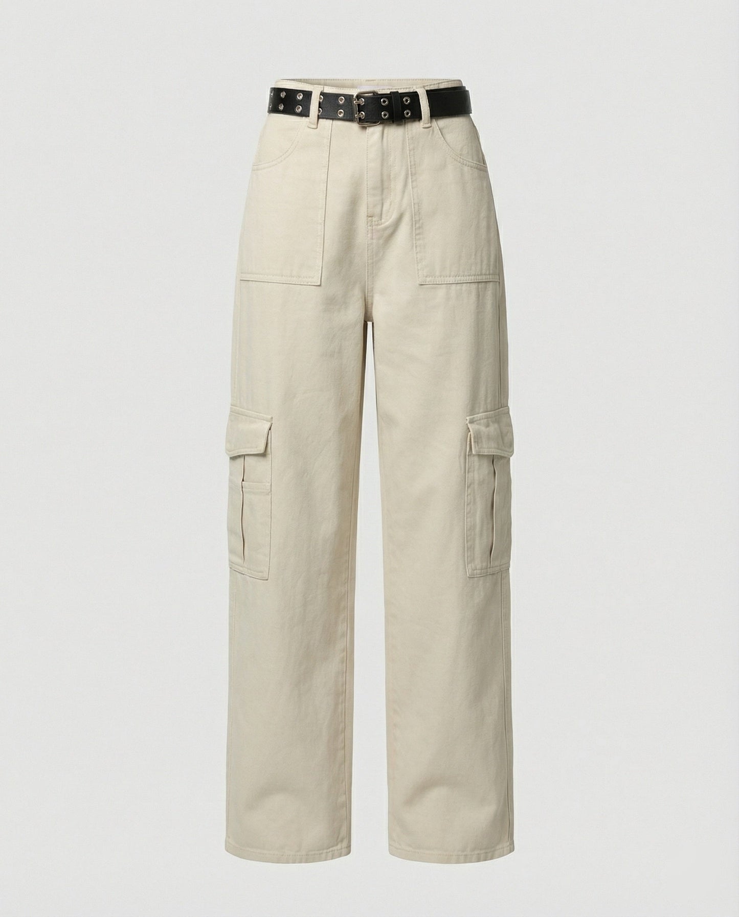 Damen Cargo-Hose Weitbein Großtaschen Gürtelschlaufen