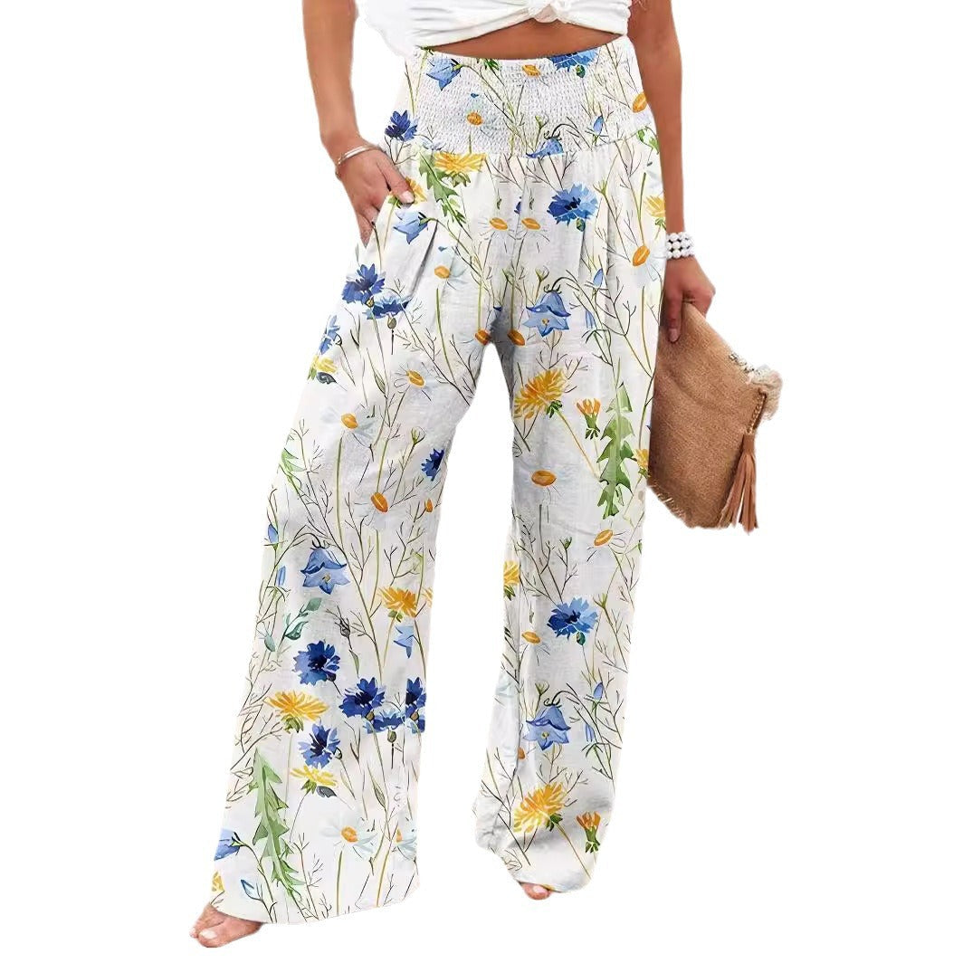 Damen Strandhose Bequem Elastisch Floral