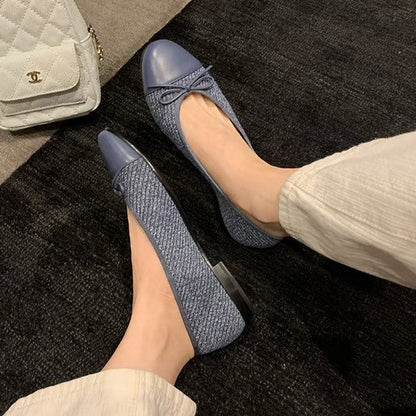 Damen Ballerinas Komfortschuhe Blockabsatz