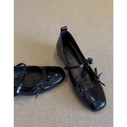 Damen Ballerinas Glänzend mit Riemen - Norvielle