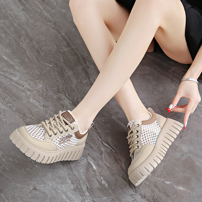 Damen Plateau Sneaker Atmungsaktives Mesh Robust