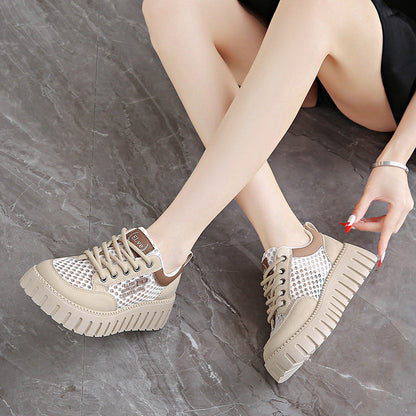 Damen Plateau Sneaker Atmungsaktives Mesh Robust