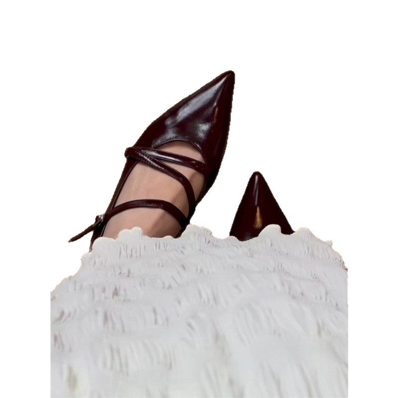 Damen Pumps Spitze Riemenverschluss Glänzend