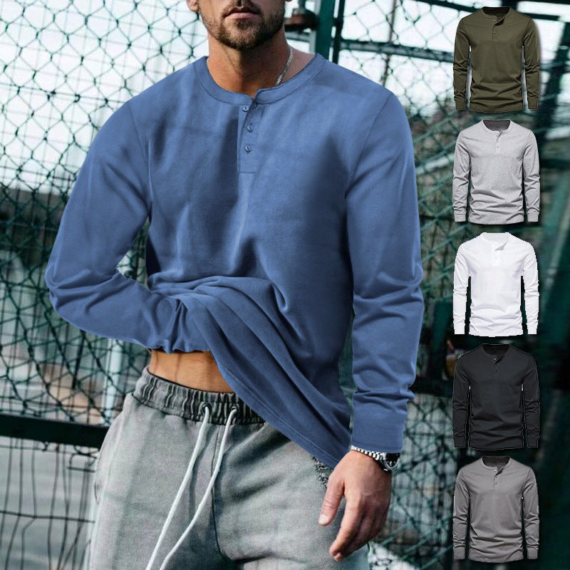Herren Langarmshirt Weich Bequem Mit Knöpfen - Norvielle