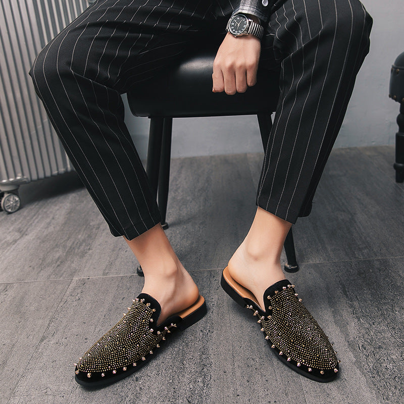 Damen Mokassins Weiches Innenfutter Nieten Lederschuhe