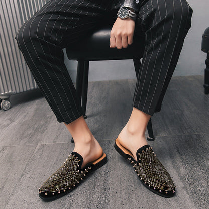 Damen Mokassins Weiches Innenfutter Nieten Lederschuhe