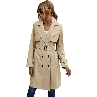 Damen Trenchcoat Eleganter Kragen Schmal