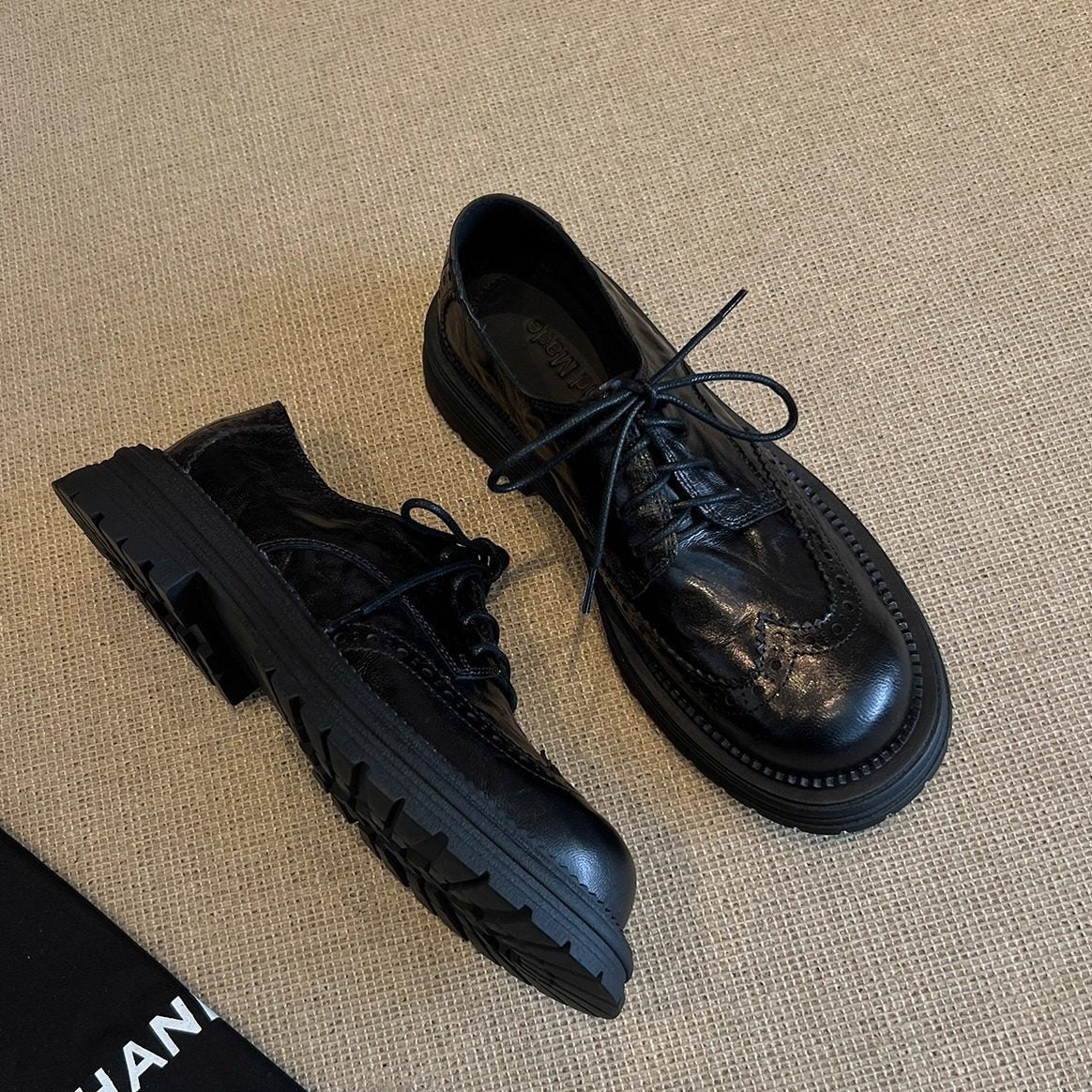 Damen Derby Schuhe Rutschfest Leder