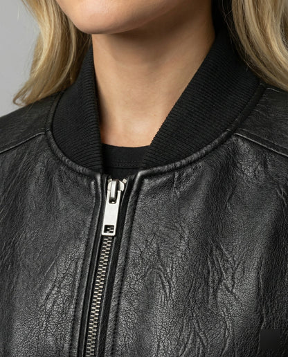 Damen Lederjacke Bikerjacke Kurz