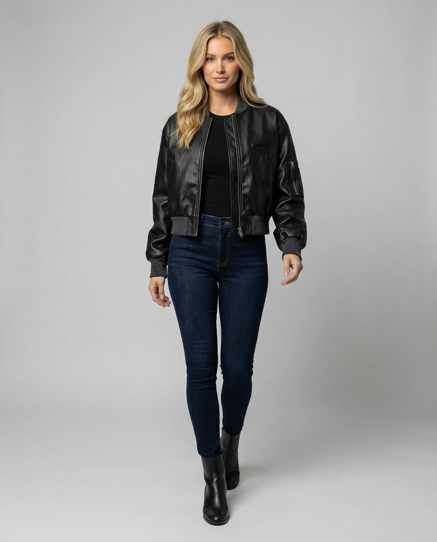 Damen Lederjacke Bikerjacke Kurz