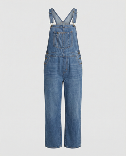 Damen Jeans Latzhose Lässig Mit Taschen Blau