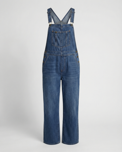 Damen Jeans Latzhose Lässig Mit Taschen Blau