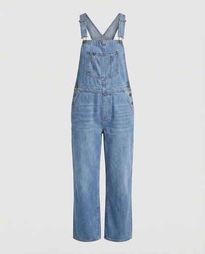 Damen Jeans Latzhose Lässig Mit Taschen Blau