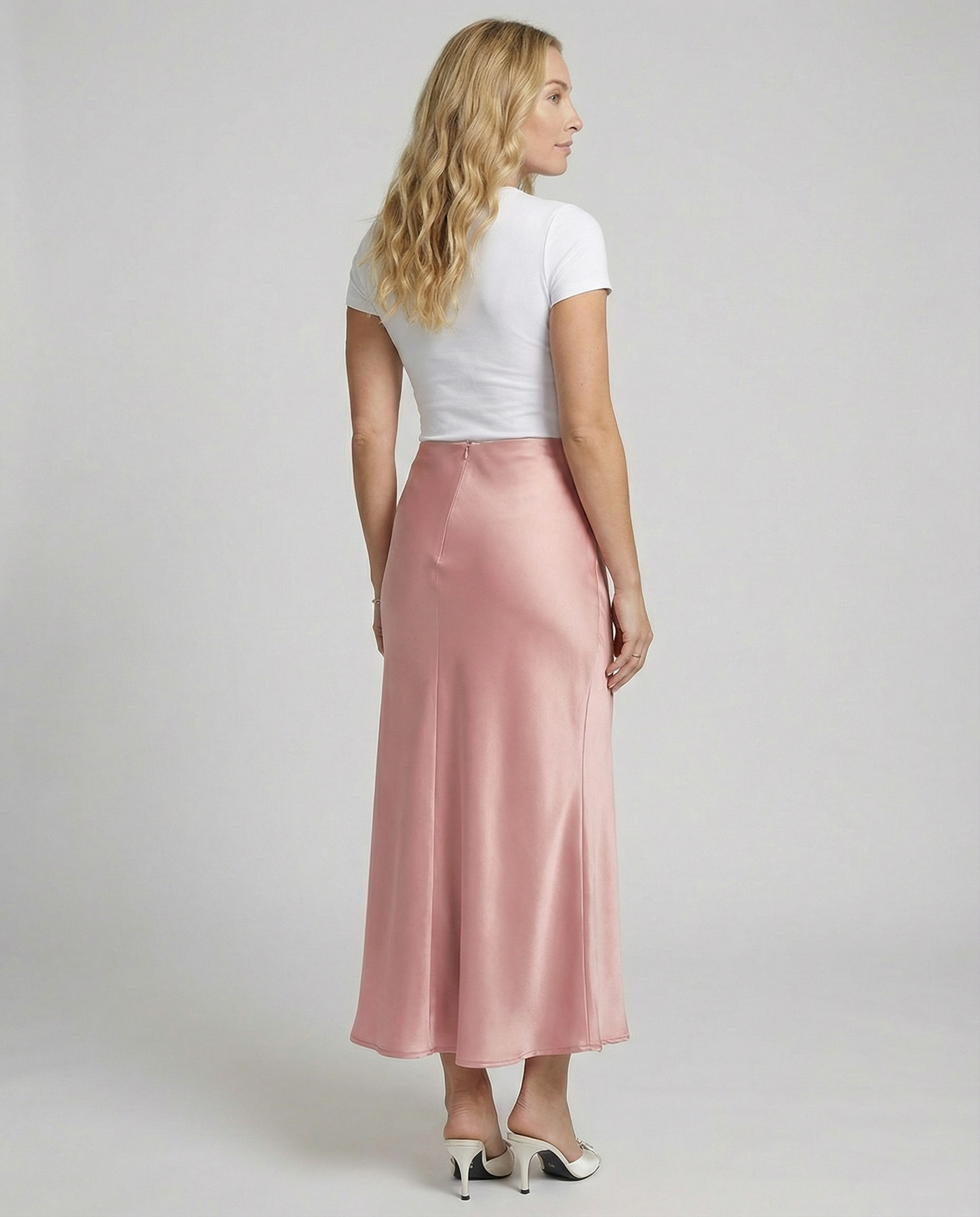 Damen Satinrock Hochtailliert Elegant