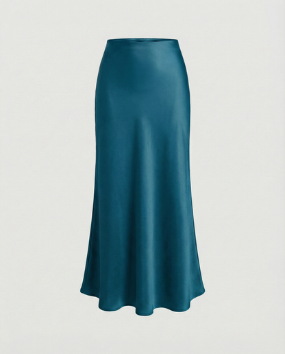 Damen Satinrock Hochtailliert Elegant