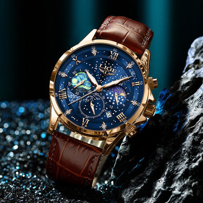 Herren Edelstahl Chronograph Armbanduhr