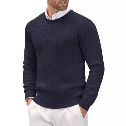 Herren Slim-Fit Pullover Feinstrick Rundhals