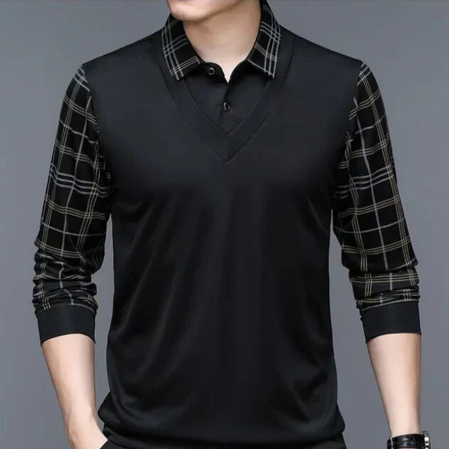 Herren Langarm Poloshirt Klassisch Elegantes Design