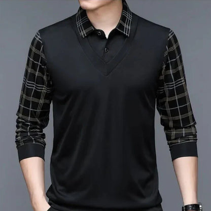 Herren Langarm Poloshirt Klassisch Elegantes Design