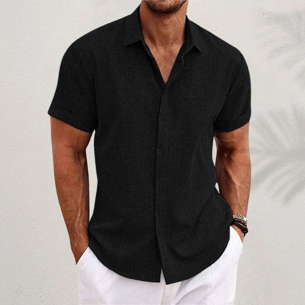 Herren Leinenhemd Kurzarm Modern Sommerweiß