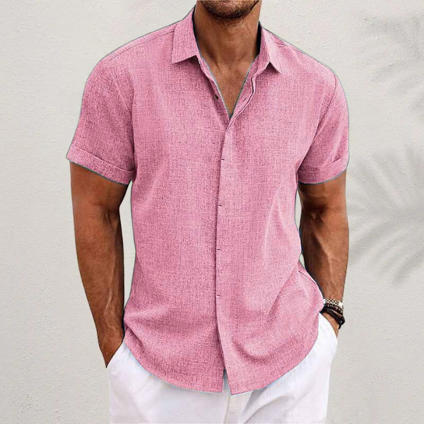 Herren Leinenhemd Kurzarm Modern Sommerweiß