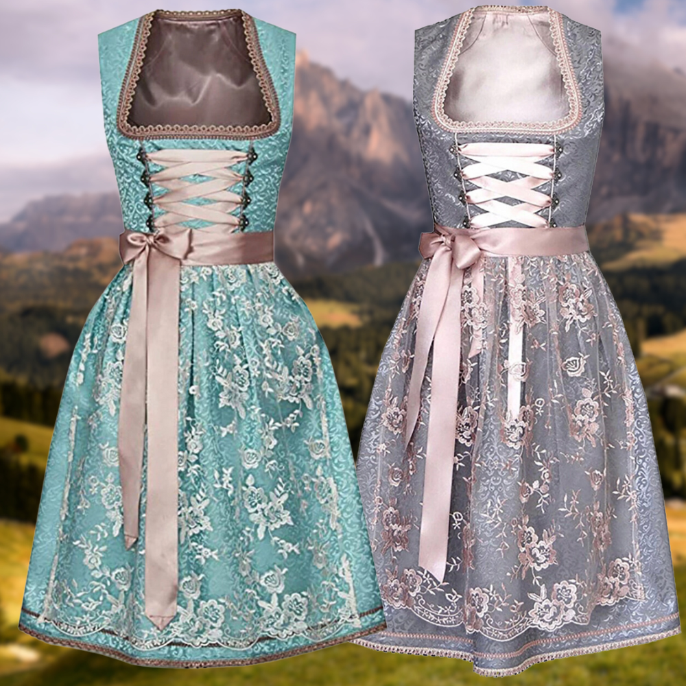 Damen Dirndl Set 3-teilig Traditionell mit Schürze - Norvielle