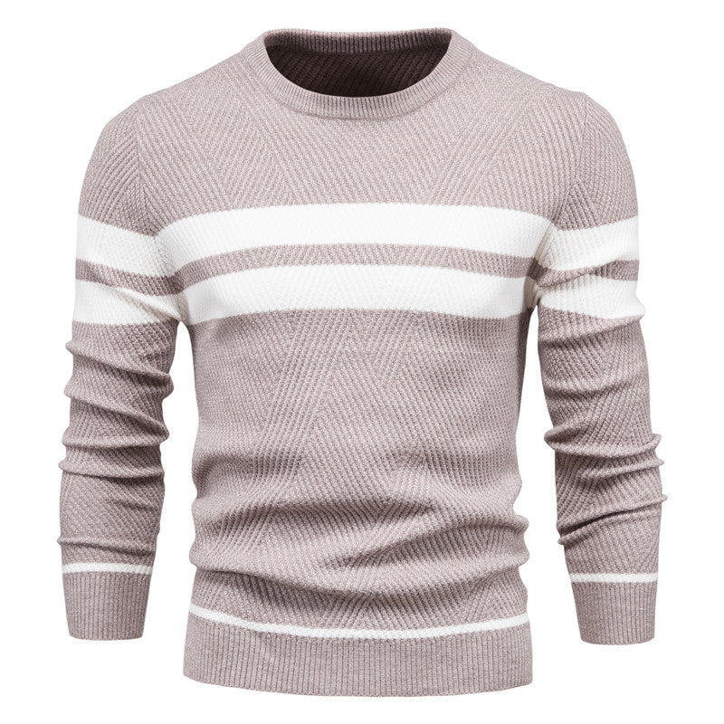 Herren Pullover Rundhals Streifen Klassisch