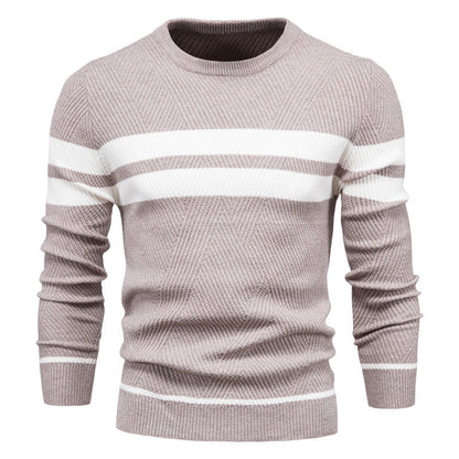 Herren Pullover Rundhals Streifen Klassisch
