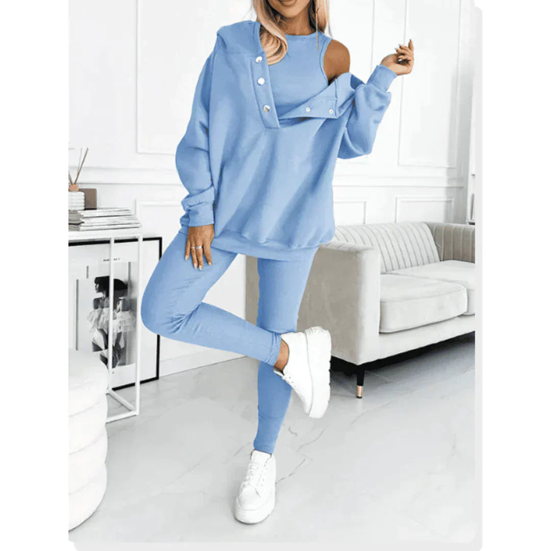 Damen Off-Shoulder Sweatshirt-Set mit Leggings - Norvielle