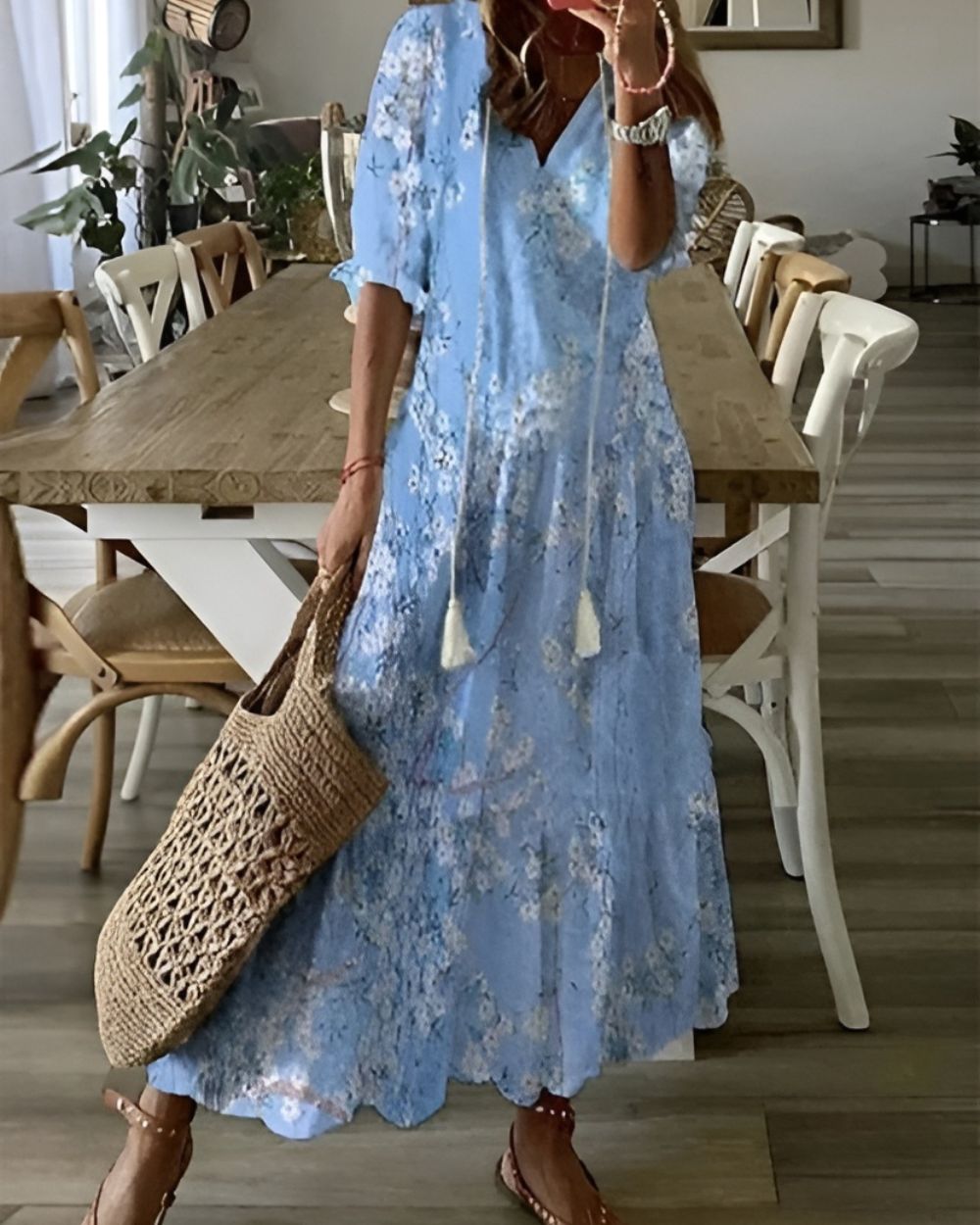 Damen Wickelkleid Floral Magentatöne