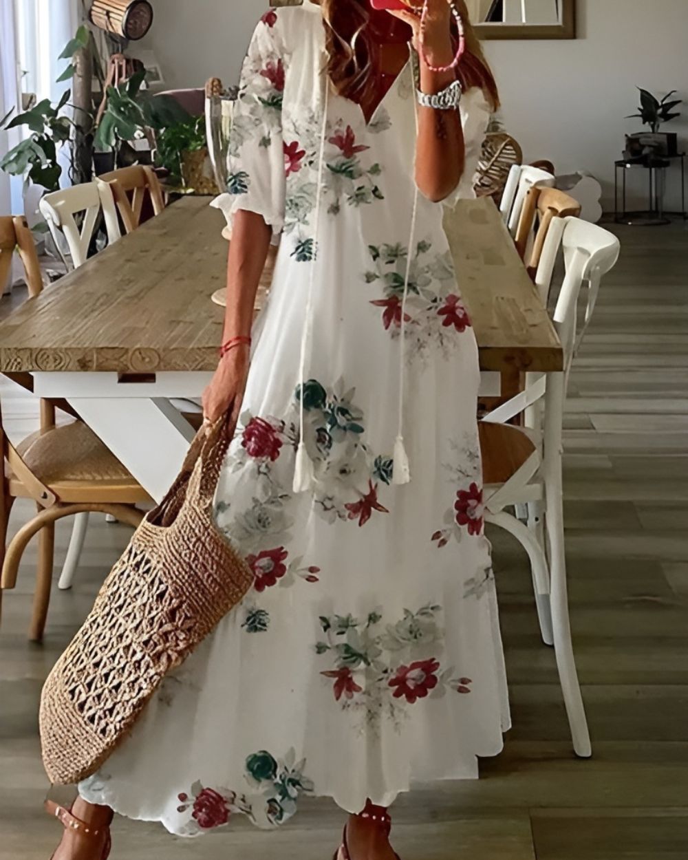 Damen Wickelkleid Floral Magentatöne