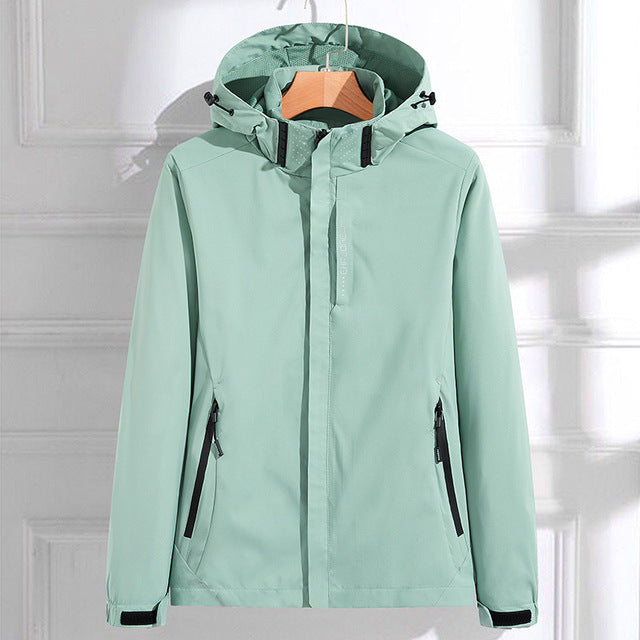Damen Jacke Funktionell Reißverschluss Kapuze Schwarz - Norvielle