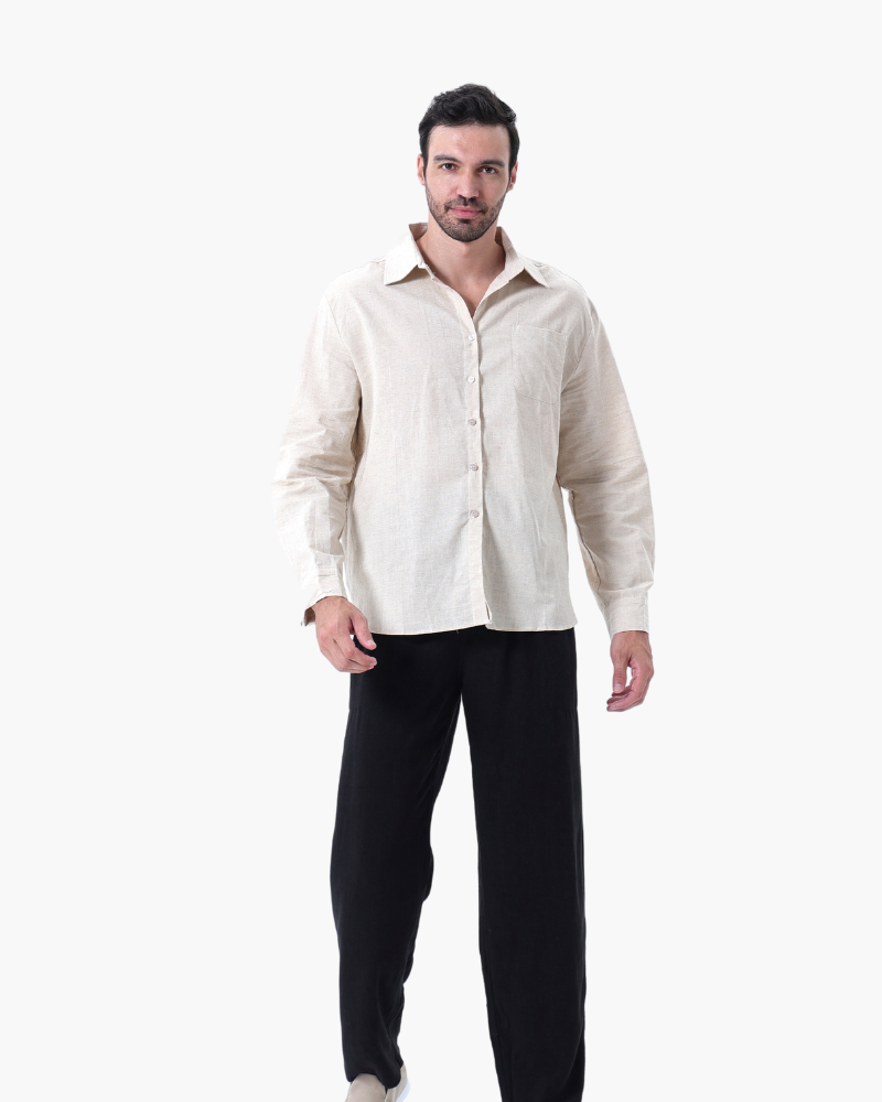 Herren Leinenanzug Langarm Set Sommer
