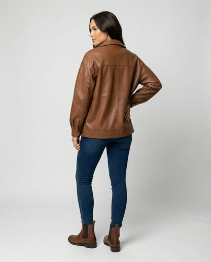 Damen Lederjacke Plus Size Vintage Look
