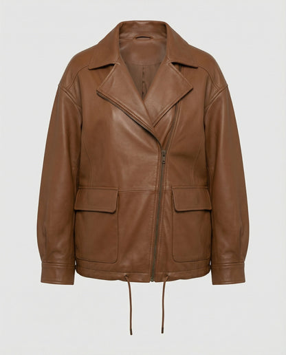 Damen Lederjacke Plus Size Vintage Look