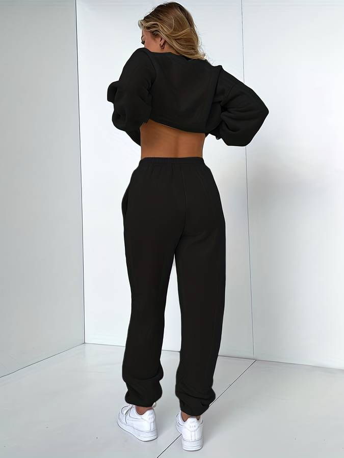 Damen Sweatanzug Set Schwarz - Norvielle