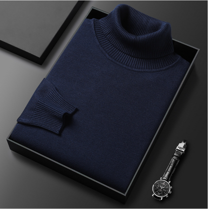 Herren Rollkragenpullover Bequem Lässig Grau