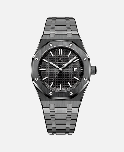 Herren Armbanduhr Edelstahl 41mm Elegant es Lederband