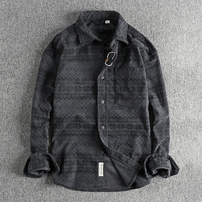 Herren Cordhemd Blau Retro Freizeit