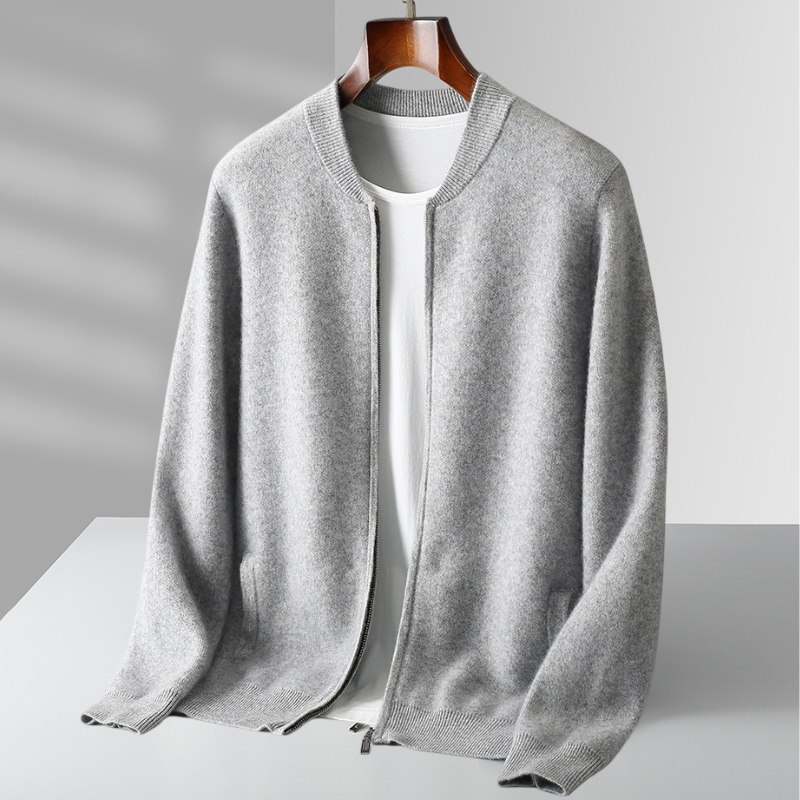 Herren Strickjacke Wollwarm mit Reißverschluss - Norvielle
