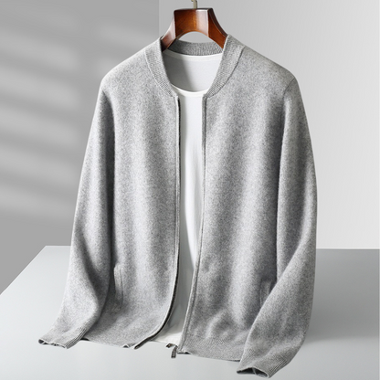 Herren Strickjacke Wollwarm mit Reißverschluss - Norvielle