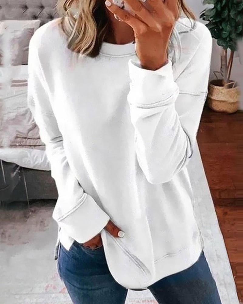 Damen Sweatshirt Weich Bequem Grau
