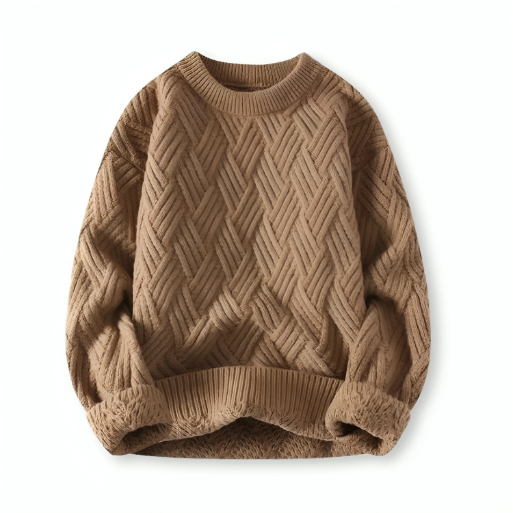 Herren Pullover Wollmischung Klassisch Zopfmuster Warm