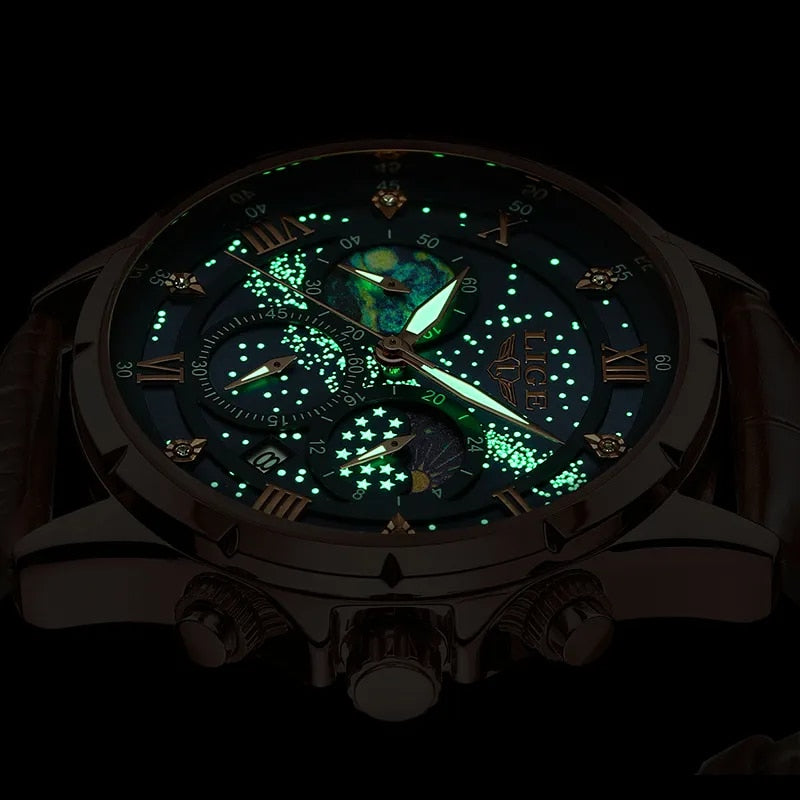Herren Edelstahl Chronograph Armbanduhr