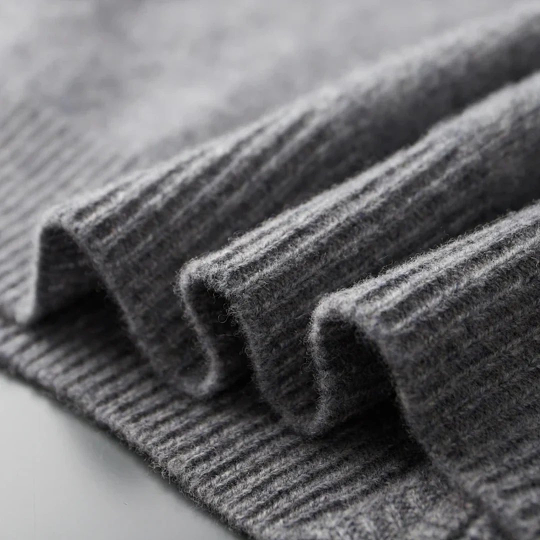 Herren Strickjacke Merino-Wolle Reißverschluss Warm