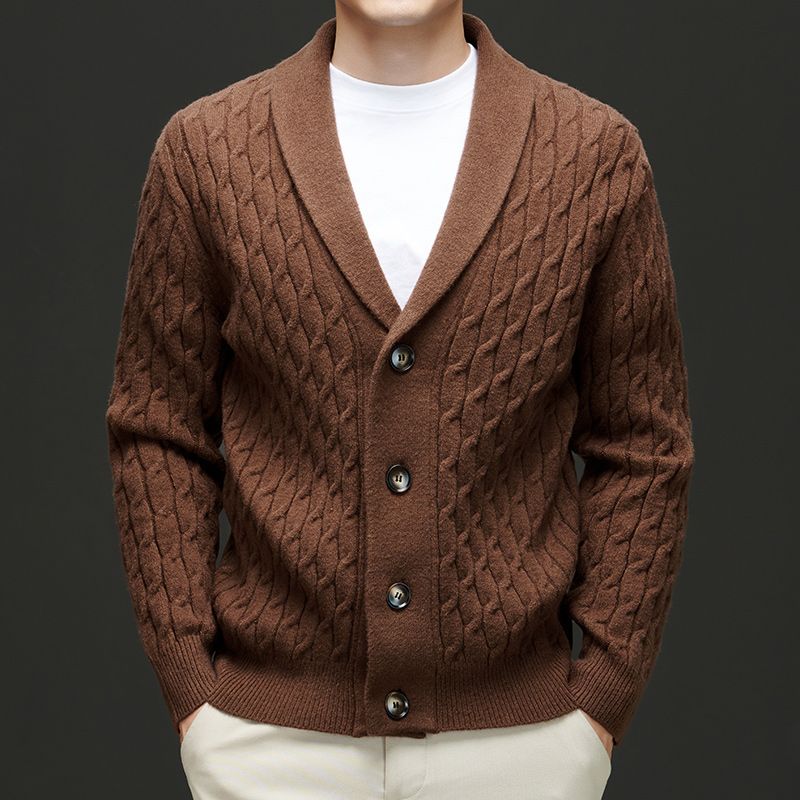 Herren Strickjacke Klassisch Braun - Norvielle
