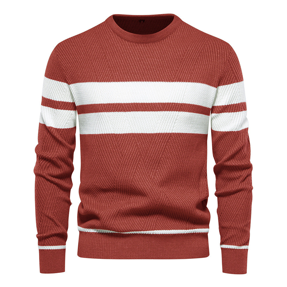 Herren Pullover Rundhals Streifen Klassisch