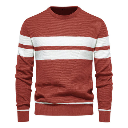 Herren Pullover Rundhals Streifen Klassisch