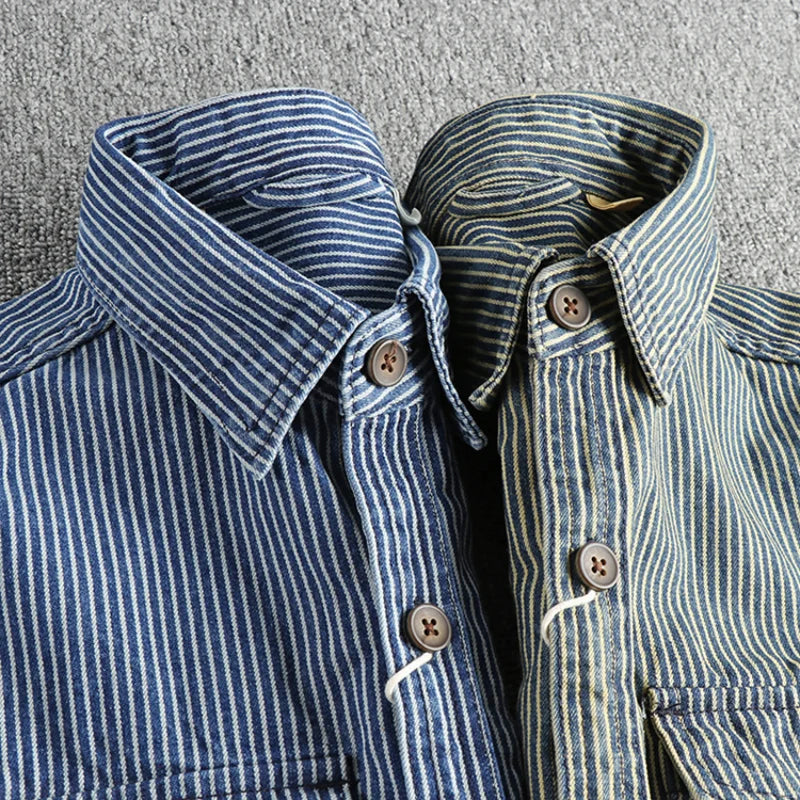 Herren Denim-Hemd Vintage-Blau