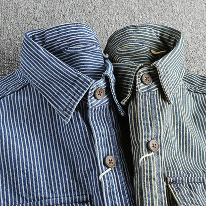 Herren Denim-Hemd Vintage-Blau